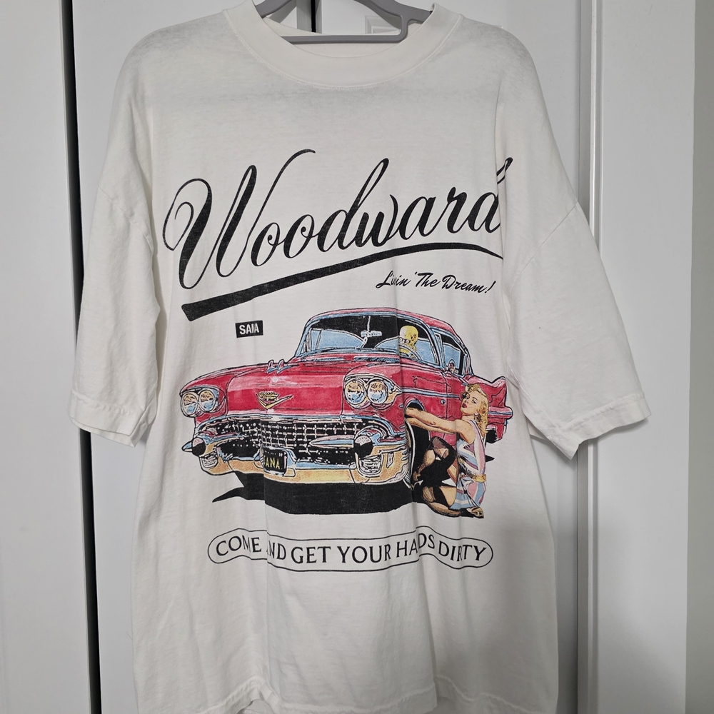 SANA DETROIT White Graphic Tee with Black Accents